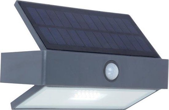 LUTEC Arrow - LED Solar Wandlamp voor Buiten - Donkergrijs