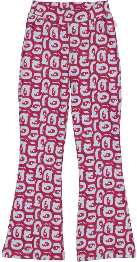 QPI Djill meisjes flared broek roze katoen met print - Maat 92
