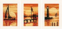 Vervaco Wenskaart Kit Zonsondergang Set van 3