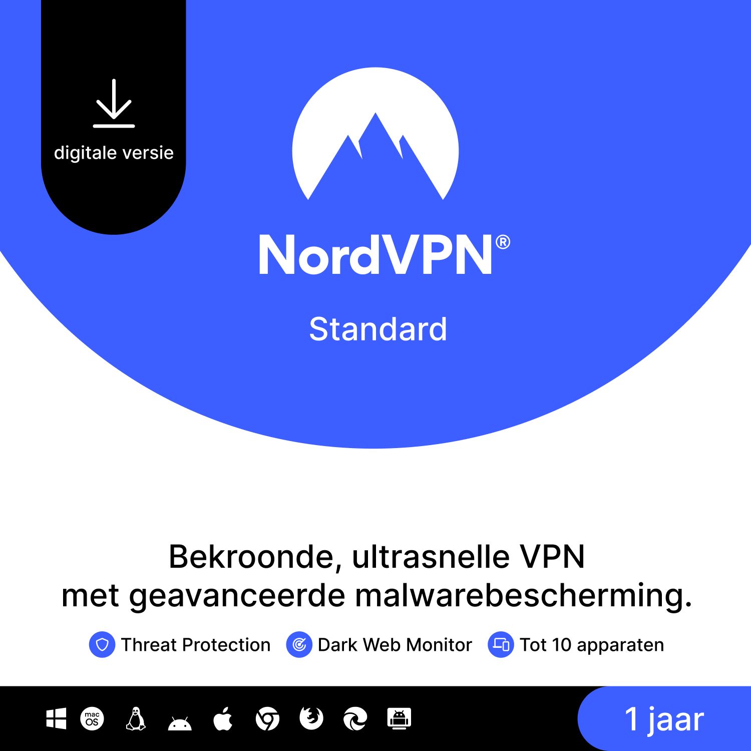 NordVPN Standard Premium VPN Services - 1 Year - 10 Devices - PC
