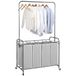 STORAGE MANIAC Wassorteerder met hangende bar, draagbare, verwijderbare wasmand met zware rollende vergrendelbare wielen en verwijderbare zakken, rollende wasmand organizer 181L, 4 secties