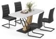 Vicco Eettafel set Fenaro Wit/Goudkleurig Eiken 120 x 80 cm met 4 eetkamerstoelen, zwart