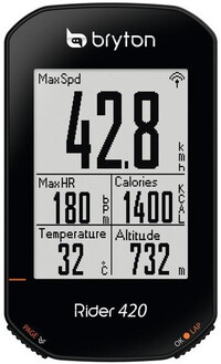 Bryton Rider 420 H Bike Computer with Heart Rate Monitor, black