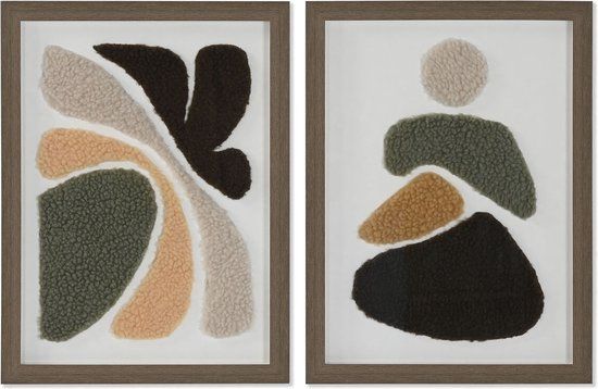 Home ESPRIT Abstract Stads Schilderij - Groen - 30 x 40 cm (2 Stuks)