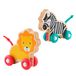 Fisher-Price Houten Duwdieren Leeuw en Zebra, voor baby's en peuters, 0,5-2 jaar
