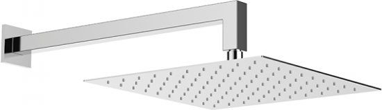 Douchebakkenopmaat.nl Hoofddouche 20x20cm gepolijst RVS inclusief muuraansluiting