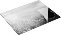 Chefcare Inductie Beschermer Bloemenveld met Paarse Lavendel - Zwart Wit - 77x59 cm