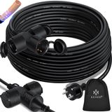 KESSER® Verlengkabel 25 meter met 3x stekkerdoos voor binnen en buiten IP44