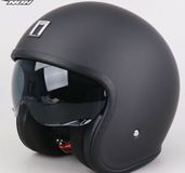 Nox Casque jet avec visière solaire - Casque rétro - Noir mat - Taille S