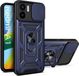 Merkloos Hoesje met Camera Slider Geschikt voor de Xiaomi Redmi A1 / A2 - Back Cover met Ingebouwde Kickstand Ring - Beschermhoes gemaakt van TPU Blauw