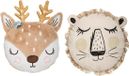 Atmosphera Dieren sierkussen set kinderkamer - hert/leeuw - 31/38 cm - polyester