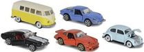 Majorette Coffret Cadeau Vintage, 5 pièces, véhicules miniatures, échelle 1/64 : Porsche 934, Renault Alpine A110, VW Combi T1, VW Cox, Ford Mustang Fastback