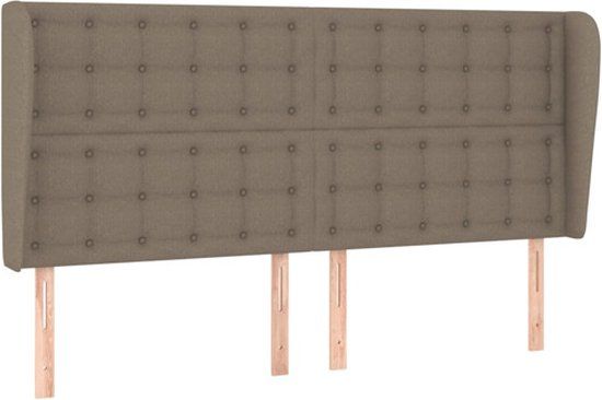 vidaXL Hoofdbord met randen Taupe 183x23x118/128 cm Stof