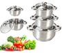 Omgoods - Set de 5 casseroles en acier inoxydable avec couvercles en verre - Convient pour induction et lave-vaisselle