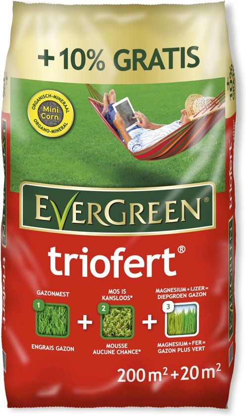 Evergreen Triofert Anti mos gazonmeststof 220 m² 22 kg