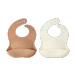 Scandi Living Bavoir en silicone Silly, 2 pièces Vanille-noisette