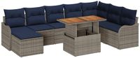 vidaXL Tuinbank Set 9 stuks Grijs en Marineblauw