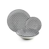 Ibili 693520 Servies 12 Stuks Porselein Zwart, Wit