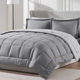 Nestl Queen Dekbedset 7-delig - Omkeerbare Dekbedden, Grijs, Bed In Een Tas, Queensize Dekbed Voor Het Hele Seizoen, Queensize Dekbedsets Beddengoed Met Plat Laken En Hoeslaken, Kussenslopen
