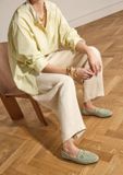 Manfield - Dames - Groene suède loafers - Maat 37