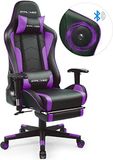 GTPLAYER Gamingstoel met bluetooth-luidspreker, voetsteun, bureau, gamers, ergonomisch, met kussen, 3D-armleuningen, verstelbare rugleuning, multifunctioneel, violet