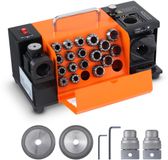Merkloos / Sans marque Borenslijper 3–20 mm – Professionele Slijpmachine – 95°–135° Punthoek – Verstelbare Lipreliëfhoek – Incl. 18 Spantangen – CBN & SDC Slijpwiel