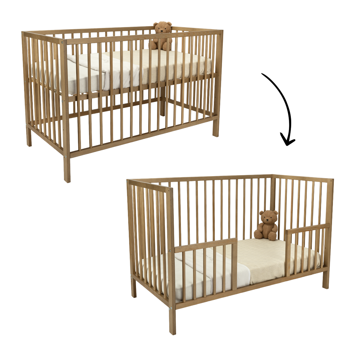 Colorfull Home Collection Colorfull Home Luca V2 Pure Walnut Wash 60x120 Meegroei Ledikant