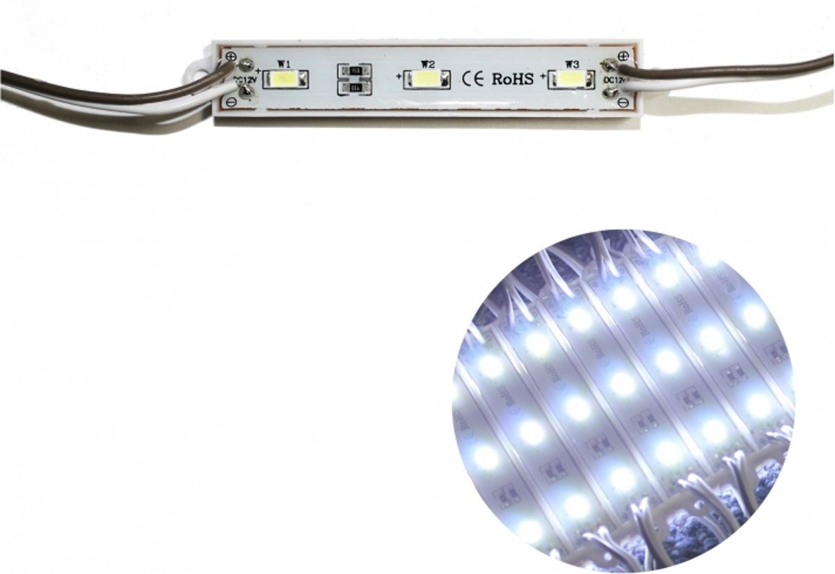 ABC-LED LED Module 3-LED Koud Wit EXTRA FEL 5630 LED's - dimbaar - IP65