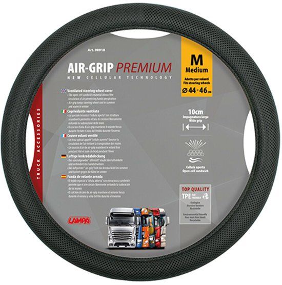 TCP Viaautoshop Air-grip, geventileerde stuurhoes - M - 44/46 cm - Kunstleer - Zwart