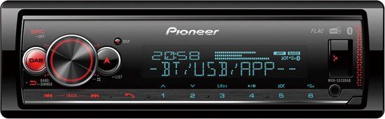 Pioneer MVH-S520DAB Autoradio - Enkel din - Rood-USB-Bluetooth - 4 x 50 W