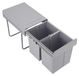 Poubelle double pour le recyclage - Poubelle coulissante - 40 litres - 2 compartiments - 20 litres par compartiment - Avec couvercle - Adaptée pour sous les armoires - Gris