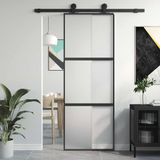 vidaXL - Schuifdeur - 76x205 cm - gehard glas en aluminium - zwart