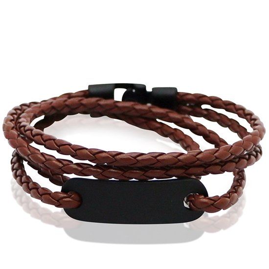 LGT JWLS LGT Jewels Wrap armband Bruin Gevlochten leer Schuifgesp - 19.5cm