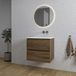 Saniclass Chaci Badkamermeubelset - 60x46x55cm - keramische wastafel wit - 1 wasbak - zonder kraangat - 2 lades - ronde spiegel met verlichting - noten