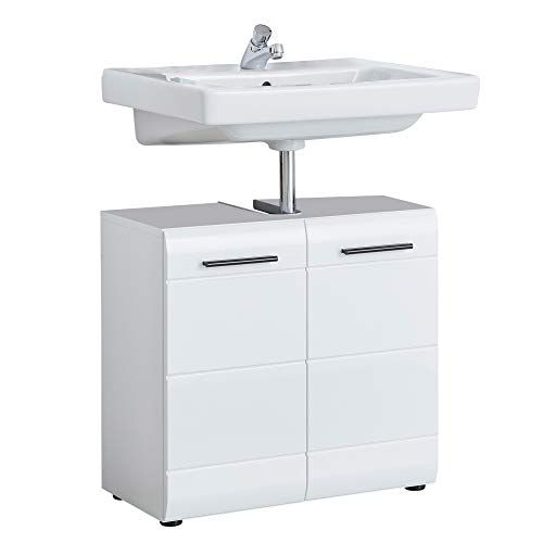 trendteam smart living Wastafel Onderkast met Sifonuitsparing, 60 x 56 x 31 cm, Wit Hoogglans