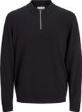 JACK&JONES JJEEMIL KNIT POLO HALF ZIP LS NOOS Heren Gebreide truien Zwart XS