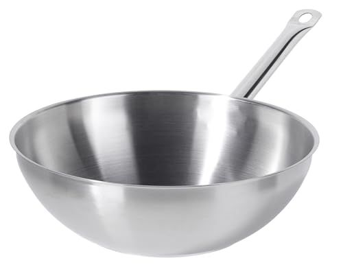 METRO Professional Wok ongecoat | Ø 30 cm | roestvrij staal | geschikt voor oven tot max. 240 °C | ook voor inductie | wokpan | ook voor commercieel gebruik | gesatineerd | rond | zilver
