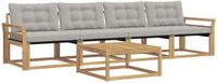 vidaXL - Bank loungeset - 5-delig - Wit en lichtgrijs - Acacia hout