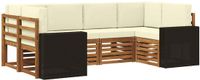 vidaXL - Hoek loungeset - 6 zitplaatsen - Polyester - Natuurlijk en crème