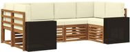 vidaXL - Hoek loungeset - 6 zitplaatsen - Polyester - Natuurlijk en crème