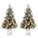 2 stuks kunstkerstboom 90 cm met 78 warmwitte leds, werkt op batterijen, pre-lit premium sneeuwflocked kunstkerstboom met rode bessen, kerstdecoratie voor thuis