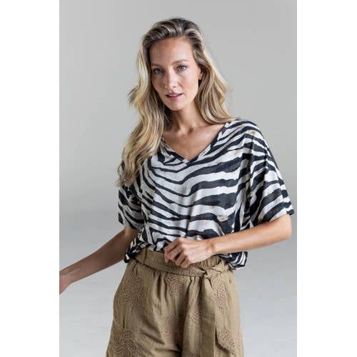 Poools Zwart Zebraprint Top