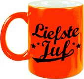 Bellatio Decorations Shoppartners Bv Liefste juf cadeau mok 330 ml - neon oranje