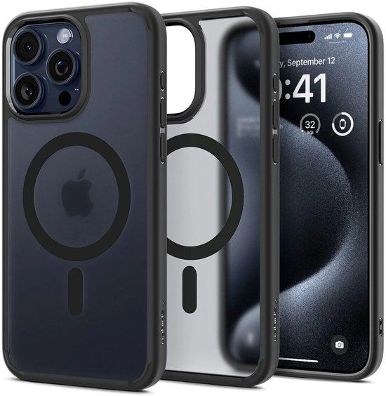 Spigen Ultra Hybrid MagSafe iPhone 15 Pro Max Hoesje Zwart