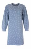 Tenderness Dames Nachthemd - Fleece - Lange Mouwen - Denim Blauw - Maat 3XL