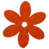 Petra's Knutsel-News 100 x bloem 30 mm met gat in het midden, glittervilt, eenzijdig glitter, fliz, oranje, 18 x 12 x 5 cm