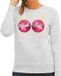 Bellatio Decorations Foute kersttrui - sweater - grijs - roze Kerst Ballen borsten - voor dames - kerstkleding / christmas outfit S