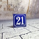 EmailleDesign® Emaille huisnummer blauw/wit nr. 21