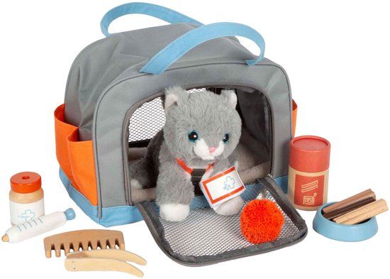 Small Foot Knuffel Kat met Draagtas en Verzorgingsset