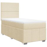VidaXL Boxspringbed met matras, stof, crèmekleurig, 120x190 cm